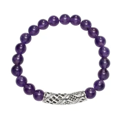 Cheap LAGOS Amethyst Silver Station Bead Bracelet