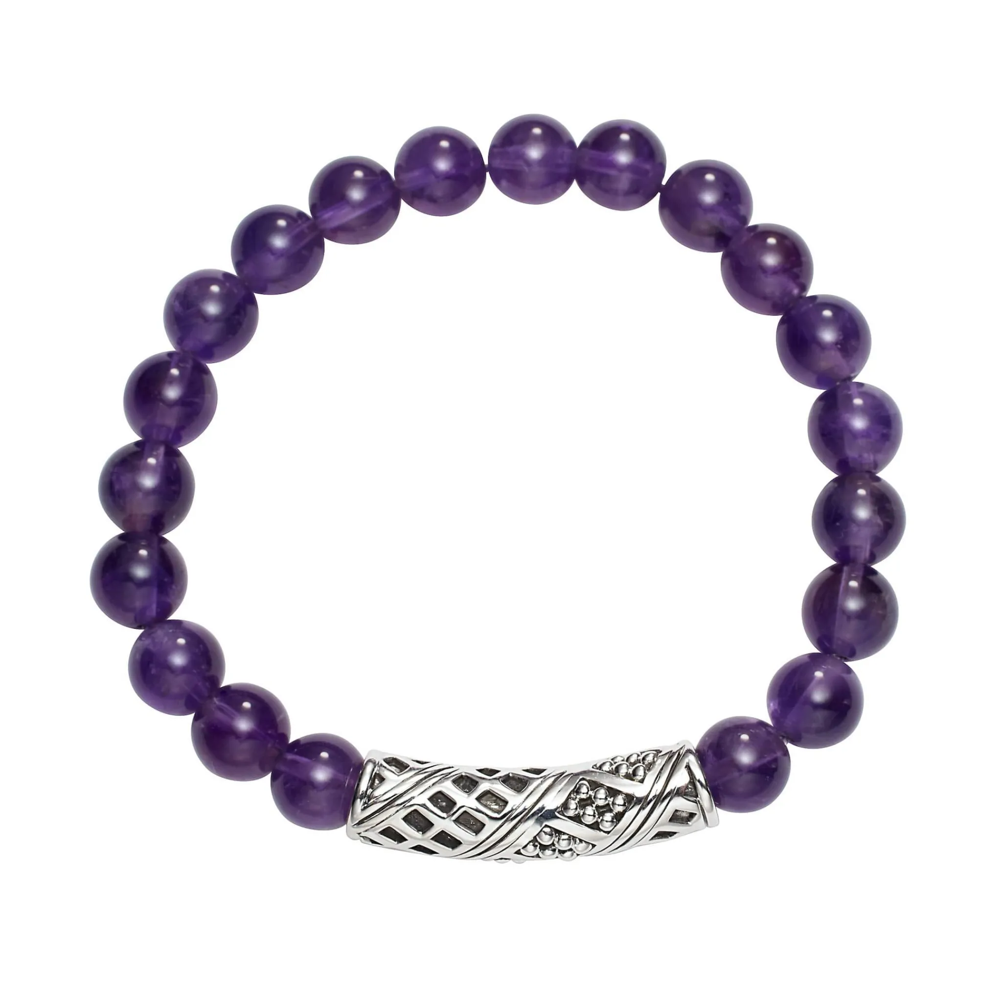 Cheap LAGOS Amethyst Silver Station Bead Bracelet