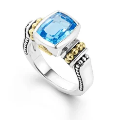 Store LAGOS Bezel-Set Swiss Blue Topaz Ring