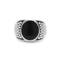 New LAGOS Black Agate Oval Band Ring