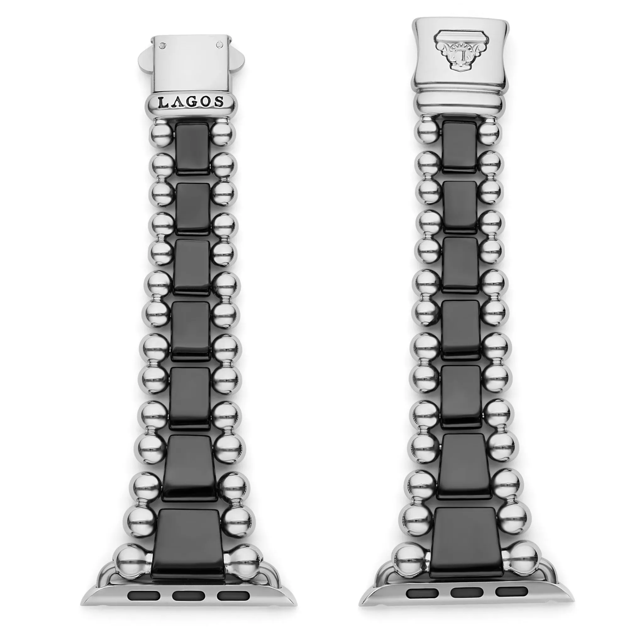 Hot LAGOS Black Ceramic And Stainless Steel Watch Bracelet-42-49Mm