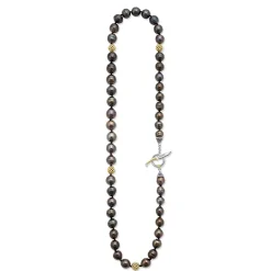 Best Sale LAGOS Black Pearl Gold Station Bead Necklace