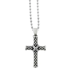 Shop LAGOS Caviar Beaded Cross Pendant Necklace