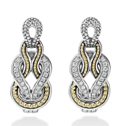 New LAGOS Caviar Knot Diamond Drop Earrings