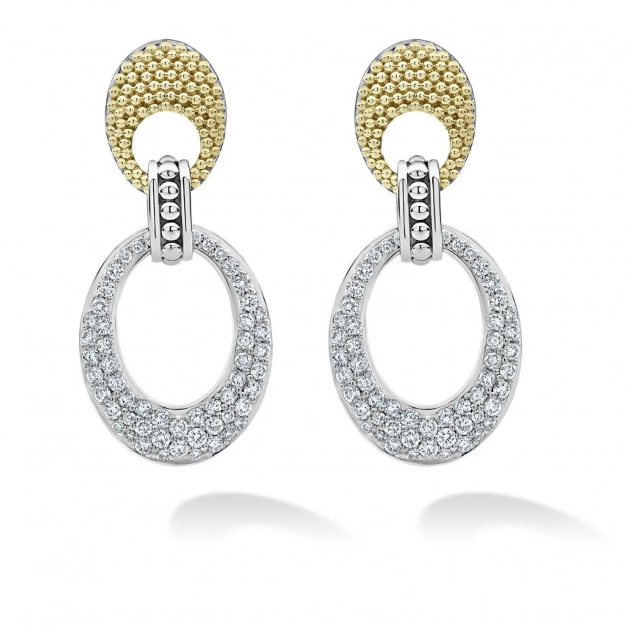 Store LAGOS Caviar Oval Diamond Drop Earrings