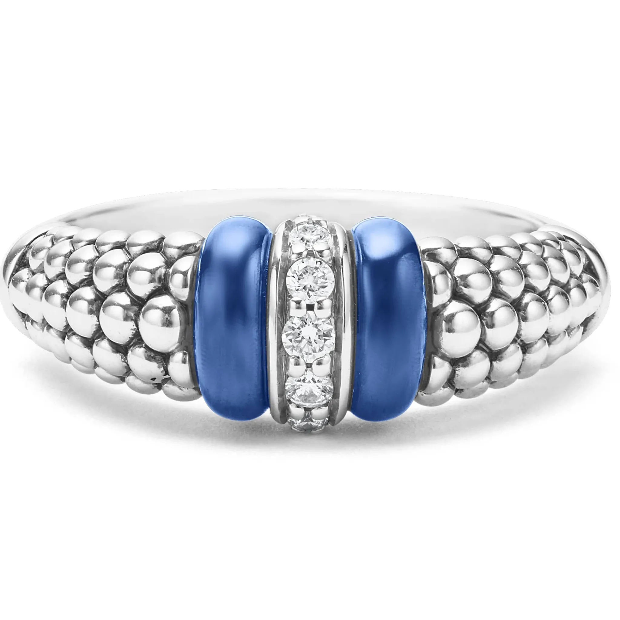 Hot LAGOS Ceramic And Diamond Caviar Ring