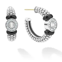 Discount LAGOS Ceramic And Diamond Circle Hoop Earrings