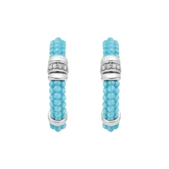 Cheap LAGOS Ceramic And Diamond Hoop Earrings