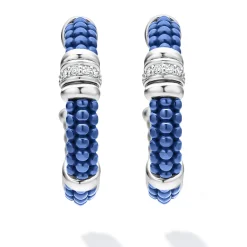 Clearance LAGOS Ceramic And Diamond Hoop Earrings