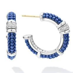 Discount LAGOS Ceramic And Diamond Hoop Earrings