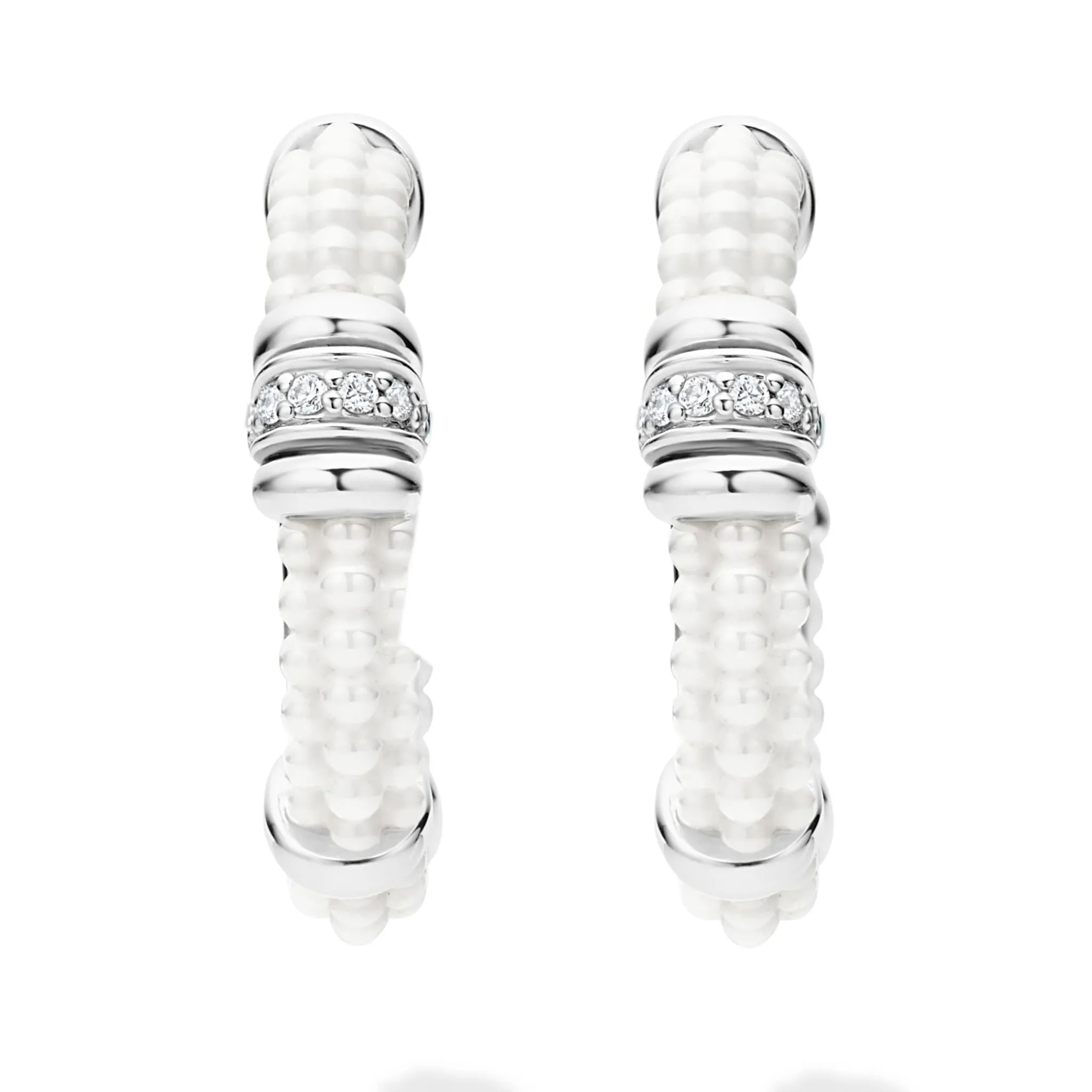 Cheap LAGOS Ceramic And Diamond Hoop Earrings