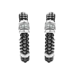 New LAGOS Ceramic And Diamond Hoop Earrings