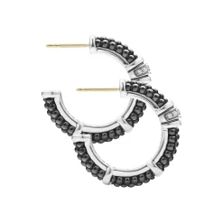 New LAGOS Ceramic And Diamond Hoop Earrings