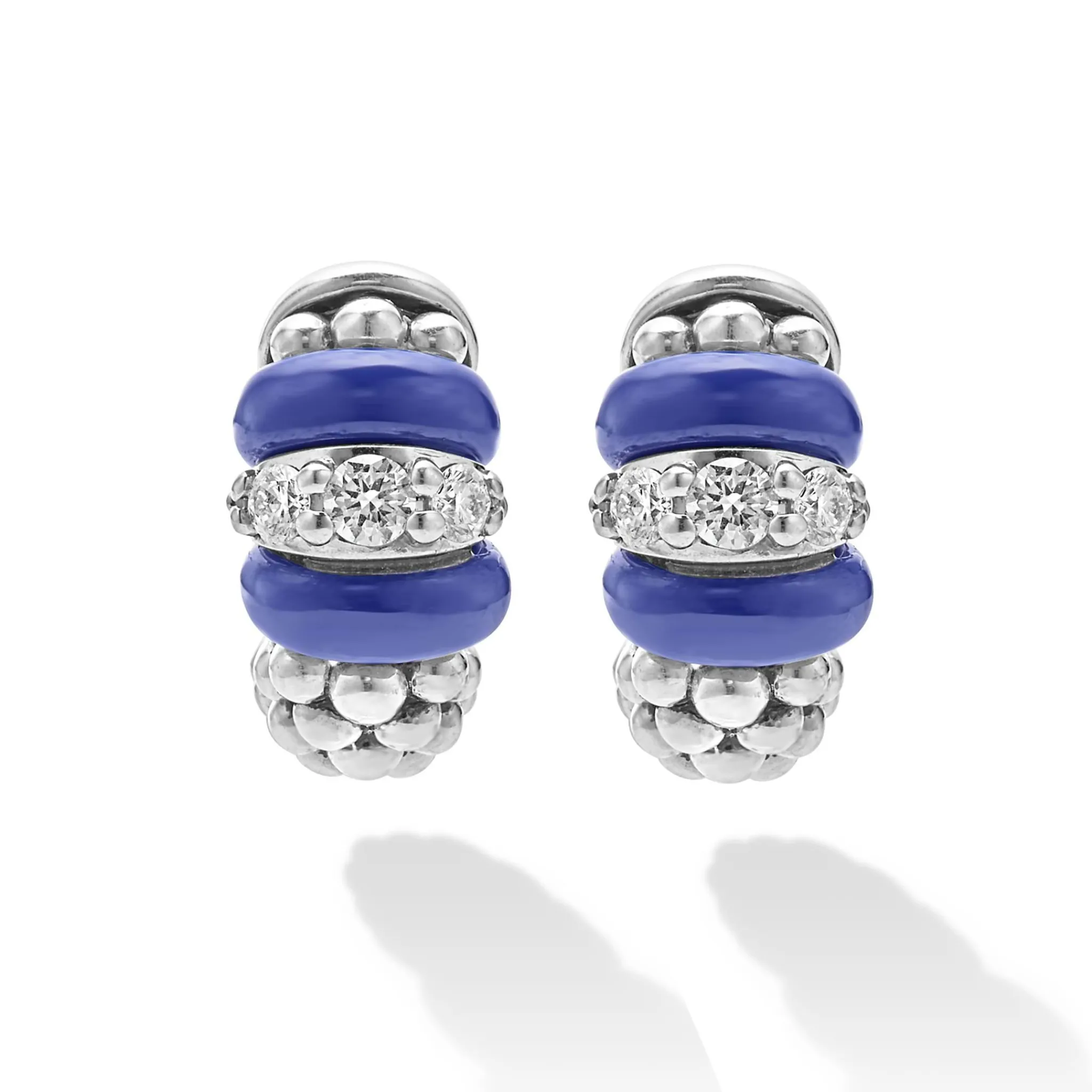 Fashion LAGOS Ceramic And Diamond Huggie Earrings