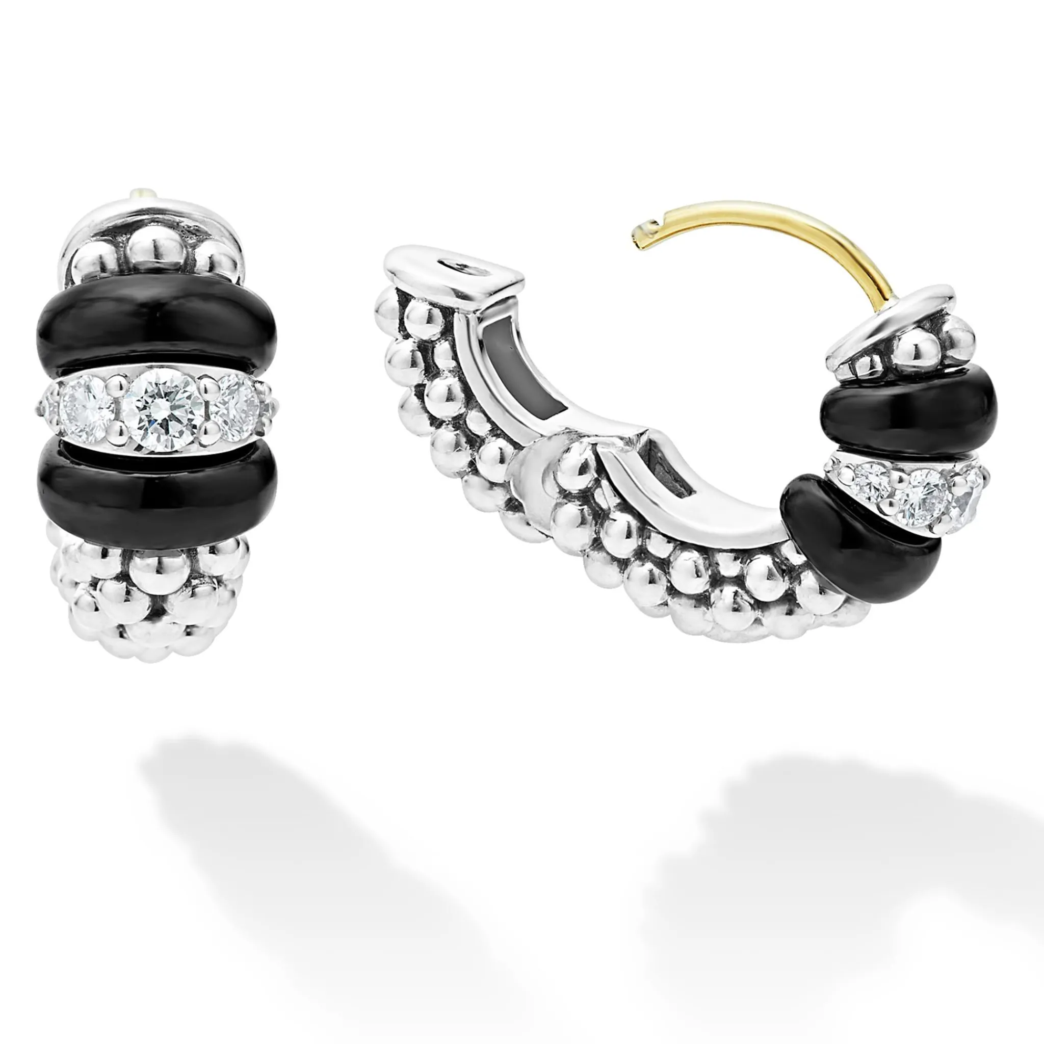 Online LAGOS Ceramic And Diamond Huggie Earrings