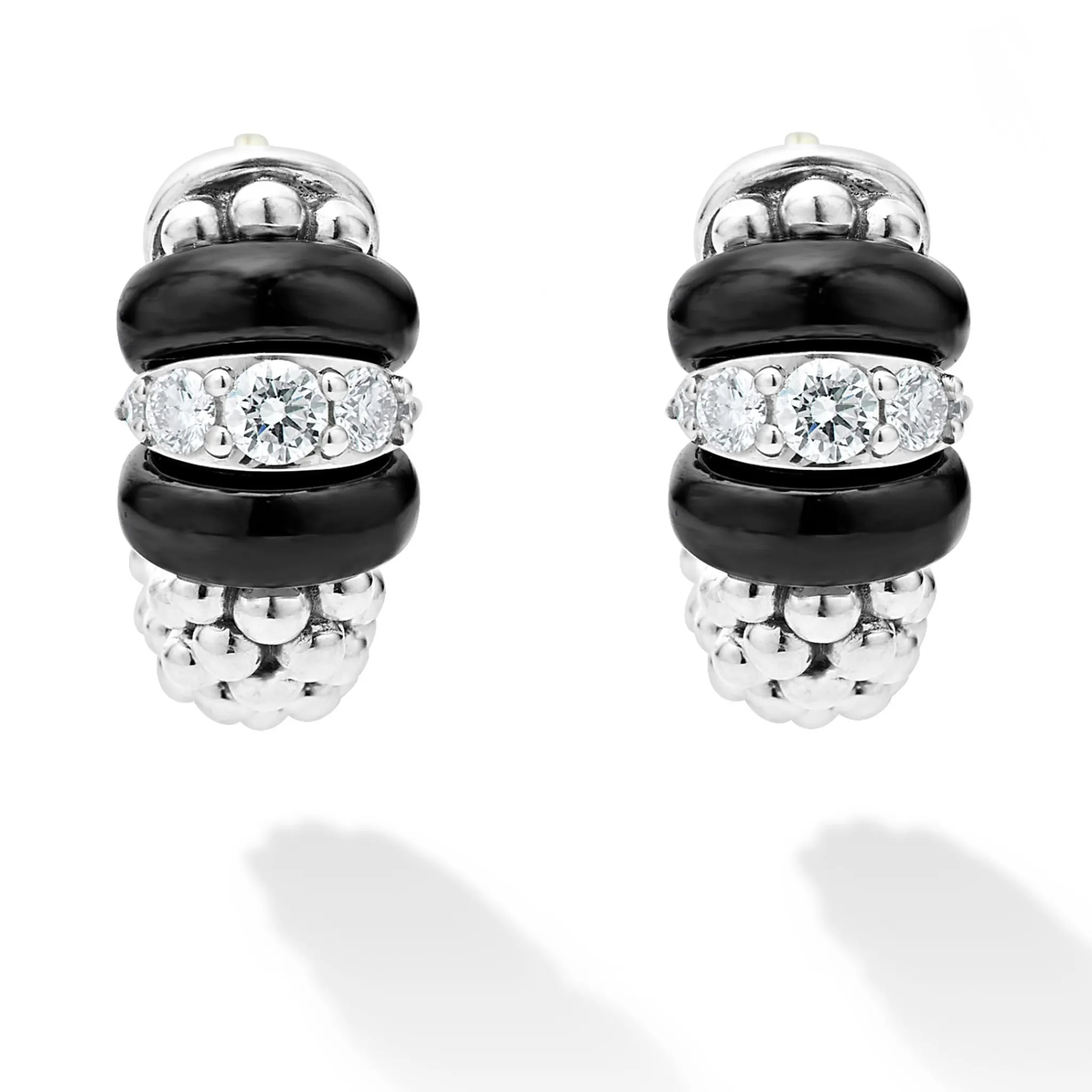 Online LAGOS Ceramic And Diamond Huggie Earrings