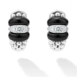 Outlet LAGOS Ceramic And Diamond Huggie Earrings