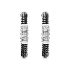 Fashion LAGOS Ceramic Beaded Diamond Hoop Earrings