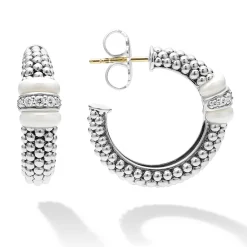 Flash Sale LAGOS Ceramic Caviar Diamond Hoop Earrings