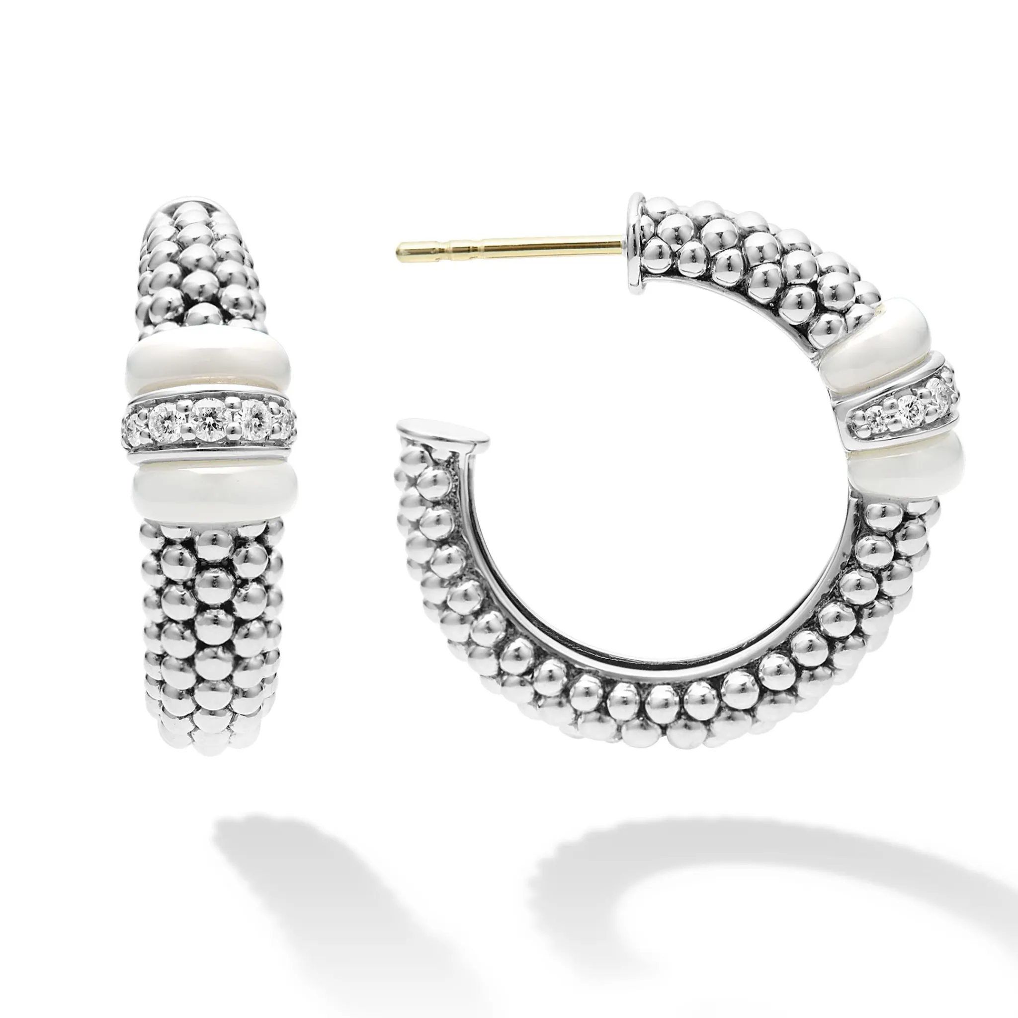 Flash Sale LAGOS Ceramic Caviar Diamond Hoop Earrings