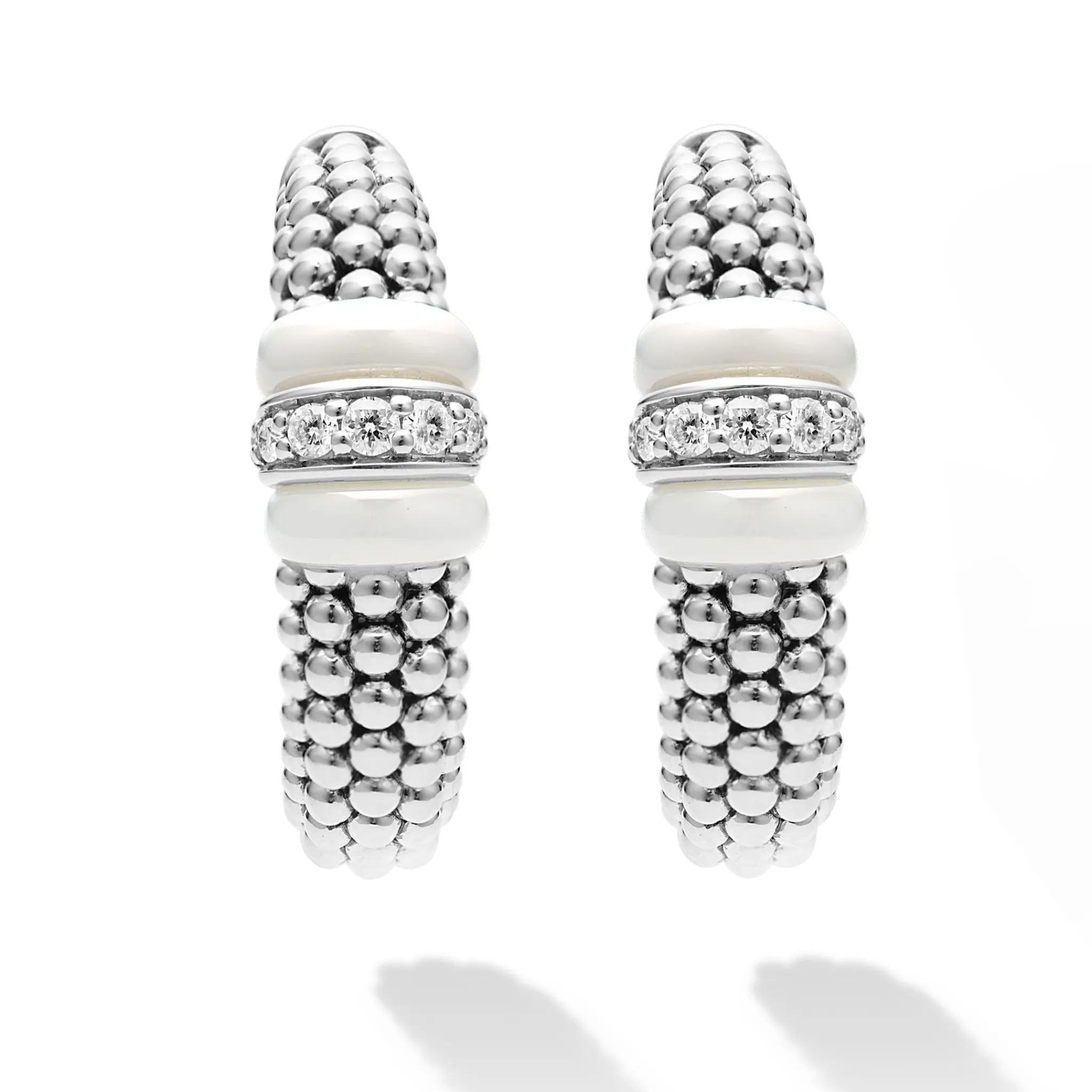 Flash Sale LAGOS Ceramic Caviar Diamond Hoop Earrings