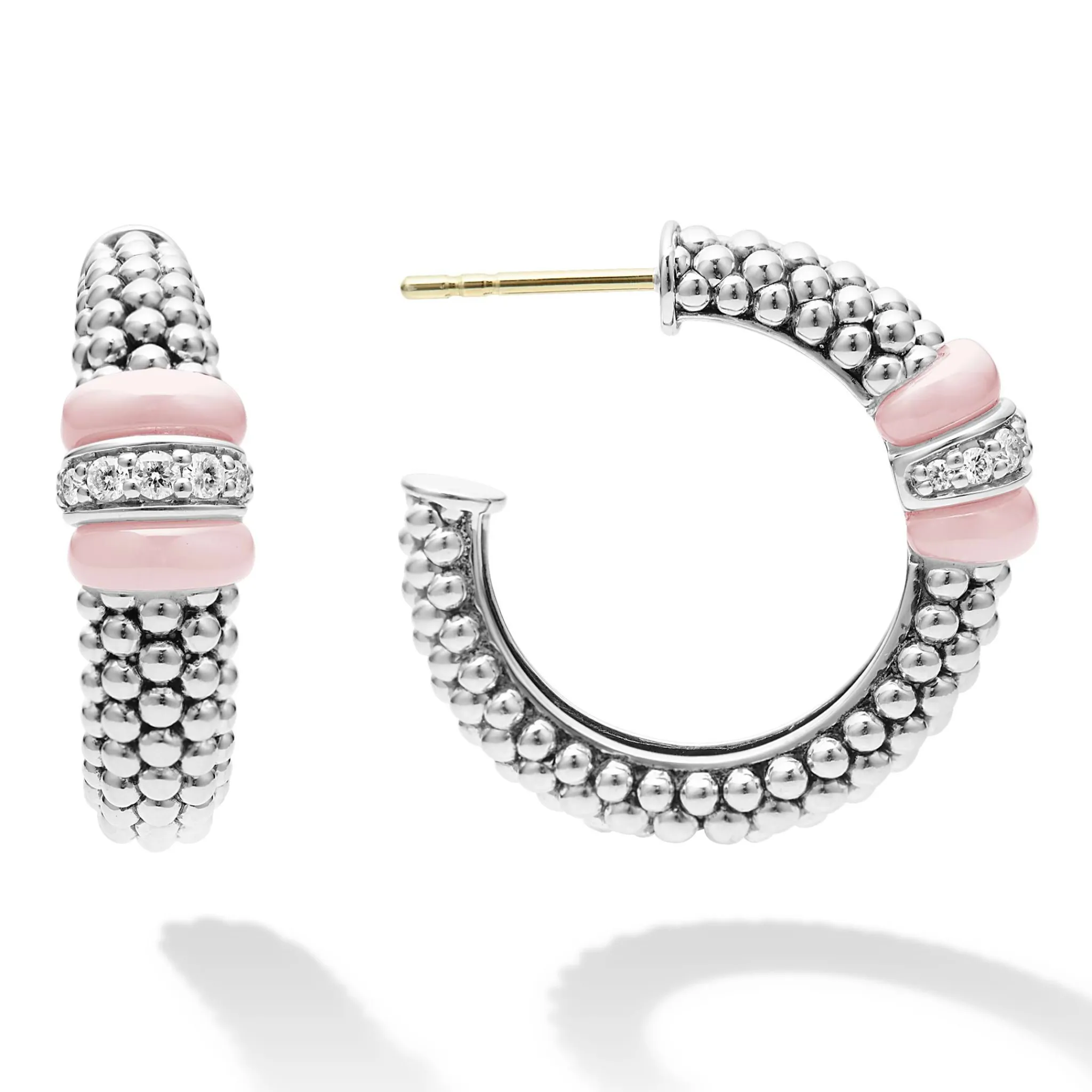 Cheap LAGOS Ceramic Caviar Diamond Hoop Earrings