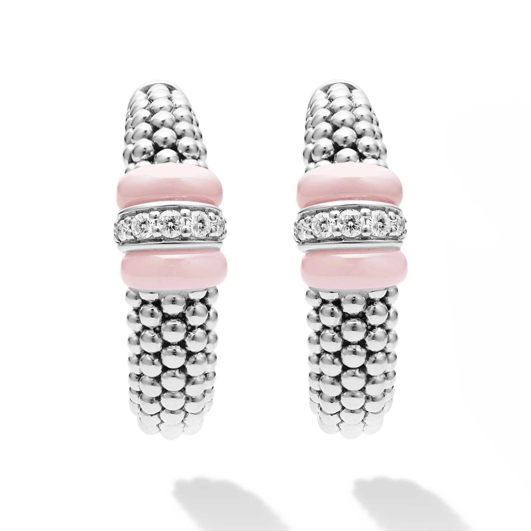 Cheap LAGOS Ceramic Caviar Diamond Hoop Earrings