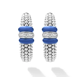 Best Sale LAGOS Ceramic Caviar Diamond Hoop Earrings