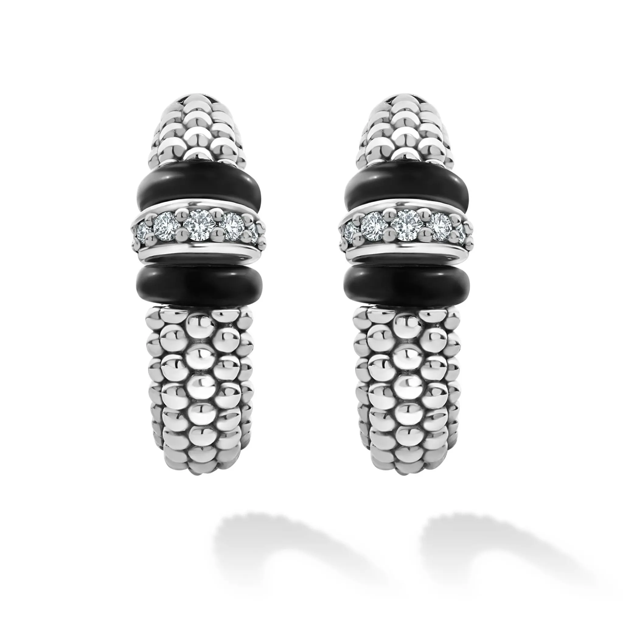 Flash Sale LAGOS Ceramic Caviar Diamond Hoop Earrings