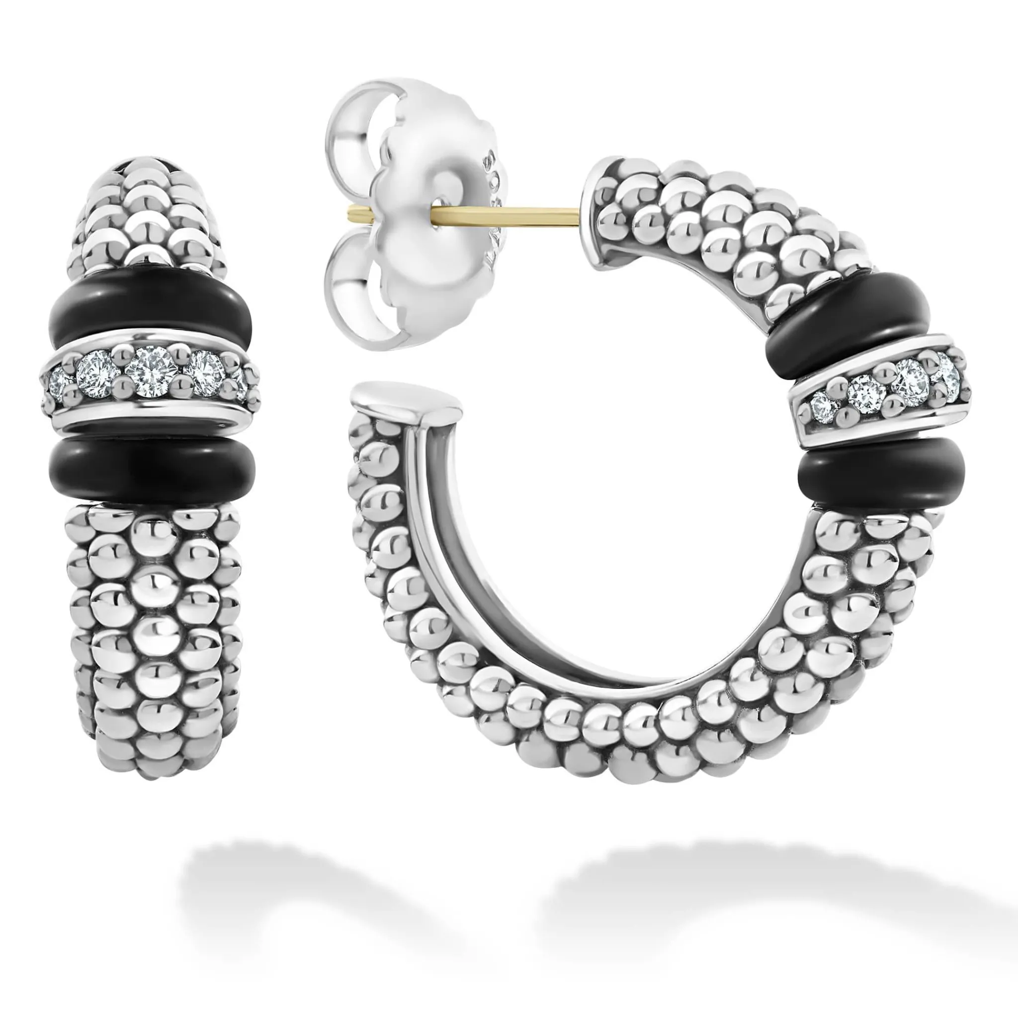 Flash Sale LAGOS Ceramic Caviar Diamond Hoop Earrings