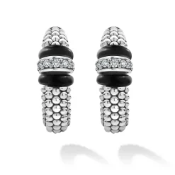 Best Sale LAGOS Ceramic Caviar Diamond Hoop Earrings