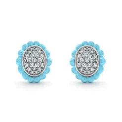 Fashion LAGOS Ceramic Oval Diamond Stud Earrings