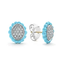 Fashion LAGOS Ceramic Oval Diamond Stud Earrings
