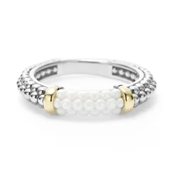 Flash Sale LAGOS Ceramic Two-Tone Caviar Stacking Ring