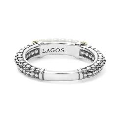 Flash Sale LAGOS Ceramic Two-Tone Caviar Stacking Ring