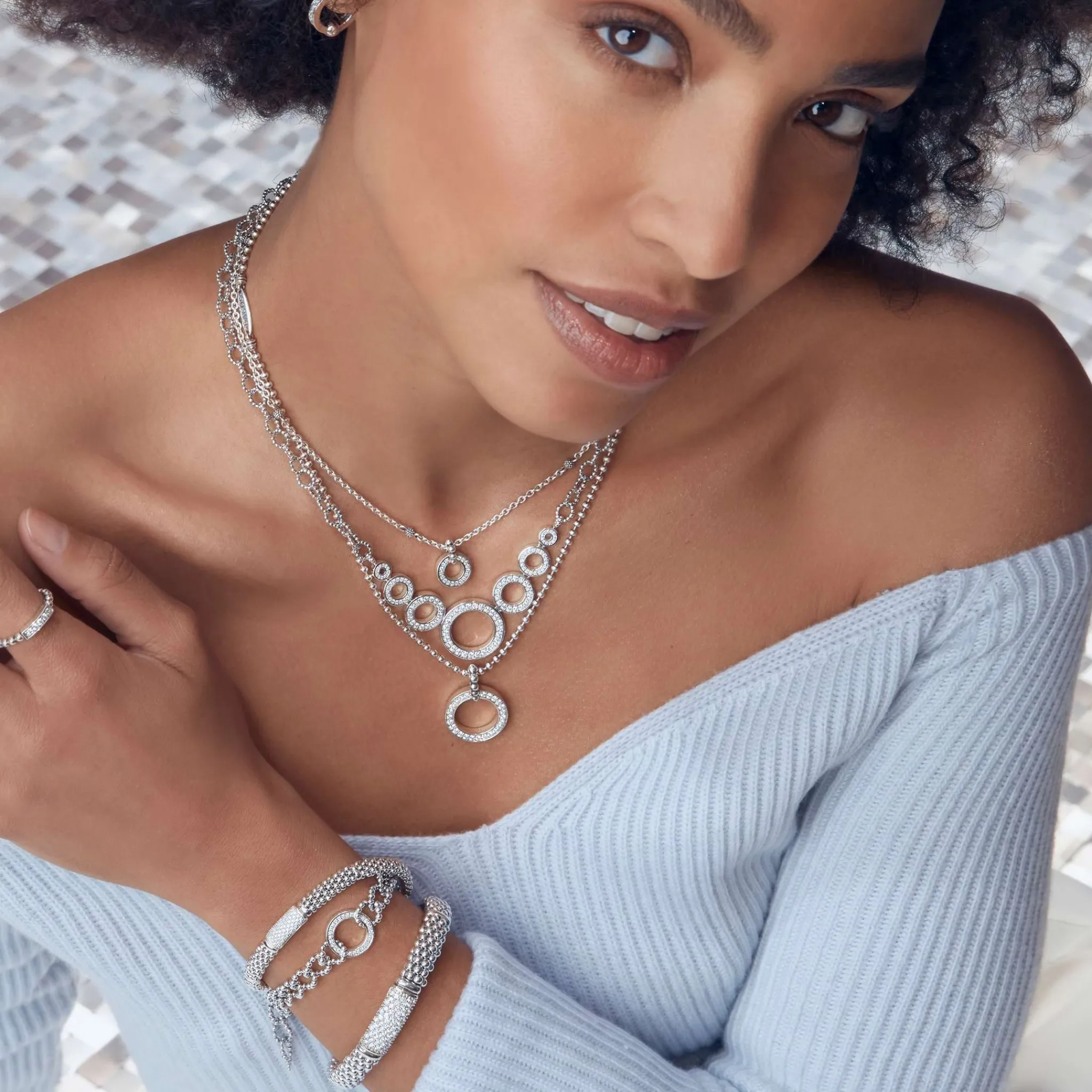 Outlet LAGOS Circle Diamond Link Bracelet