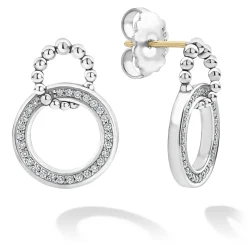 Hot LAGOS Double Circle Diamond Caviar Earrings
