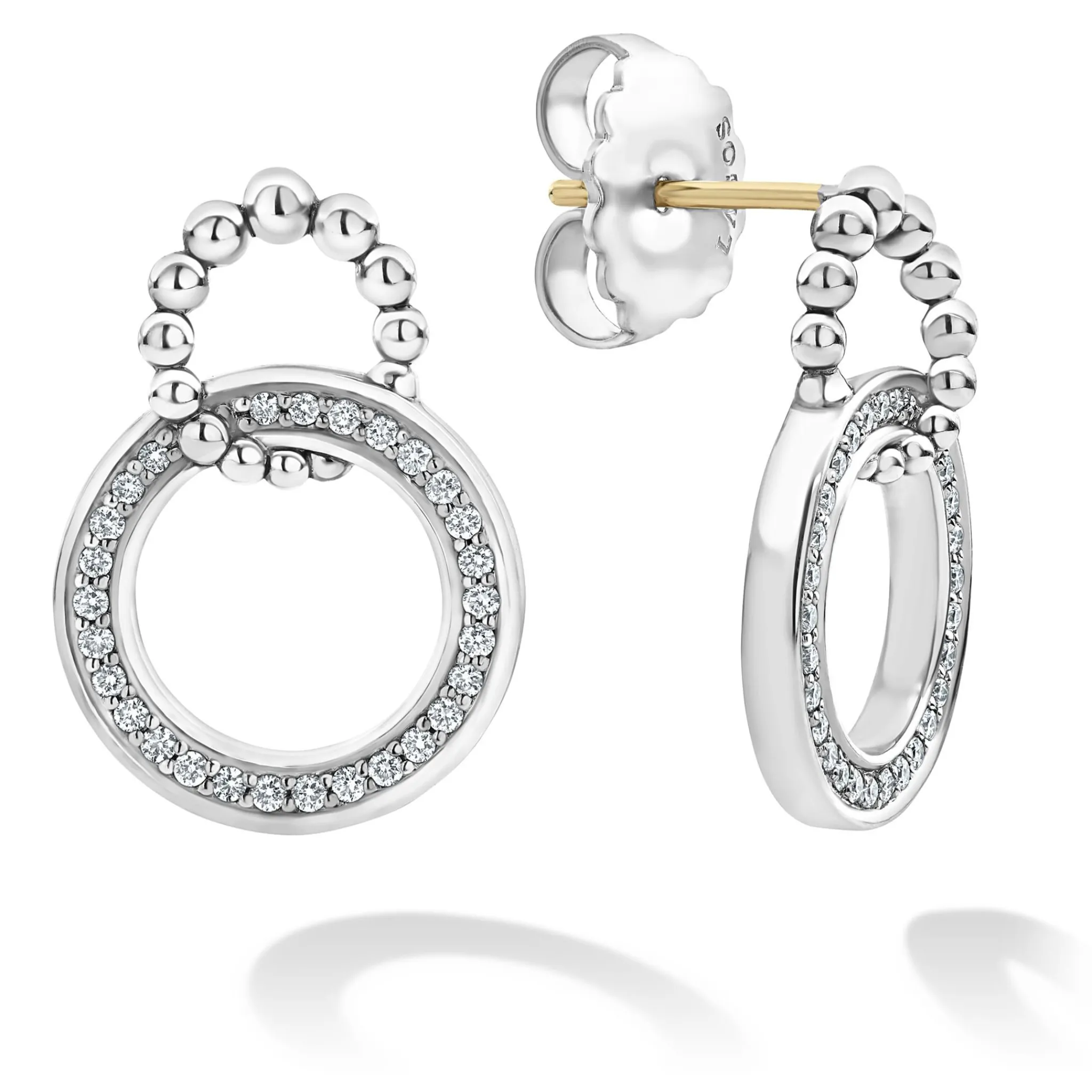 Hot LAGOS Double Circle Diamond Caviar Earrings