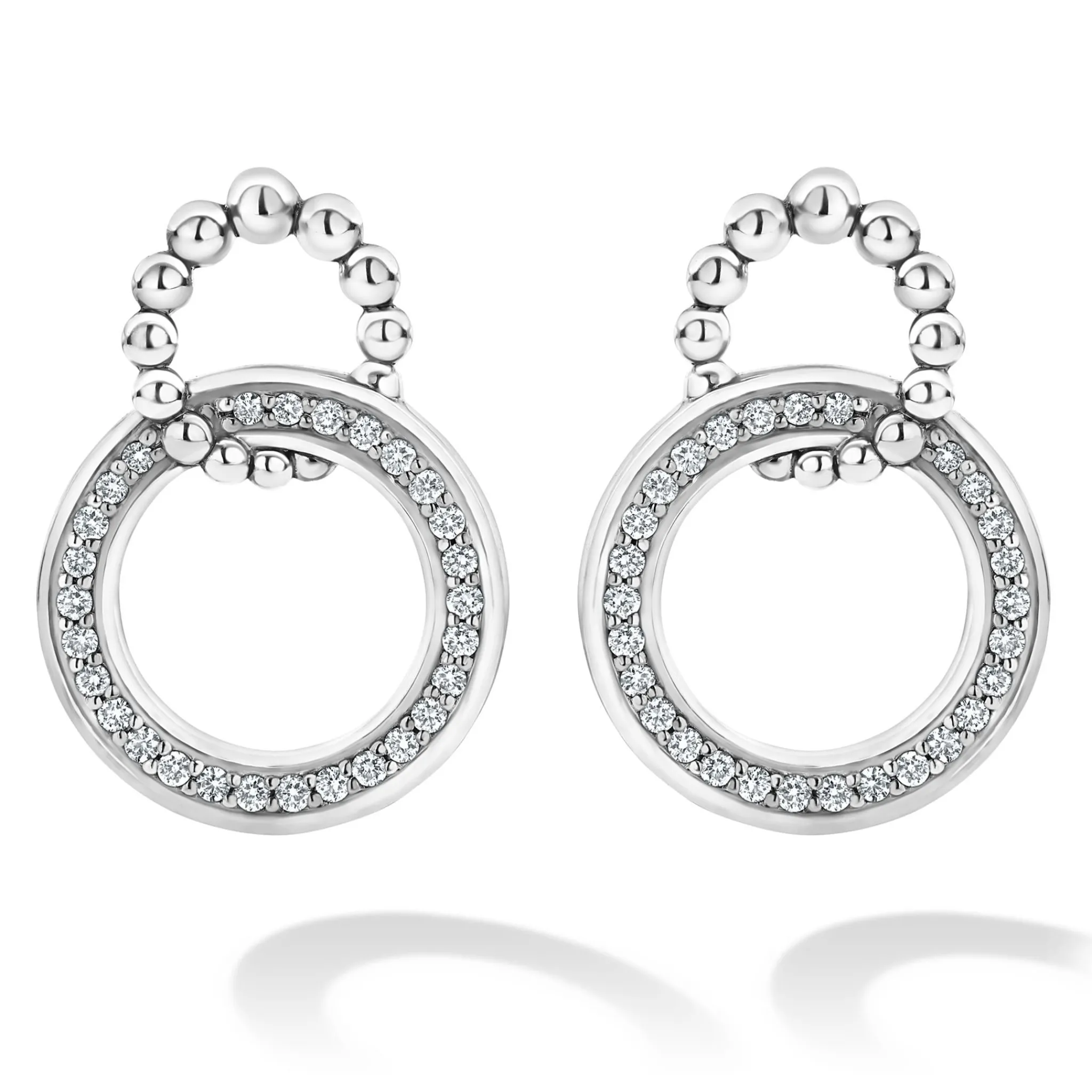 Hot LAGOS Double Circle Diamond Caviar Earrings