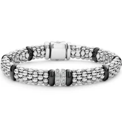 Best LAGOS Double Station Diamond Caviar Bracelet | 9Mm