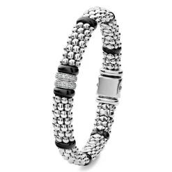 Best LAGOS Double Station Diamond Caviar Bracelet | 9Mm