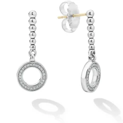 New LAGOS Drop Circle Diamond Earrings