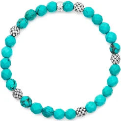Fashion LAGOS Five Station Silver Turquoise Bead Bracelet