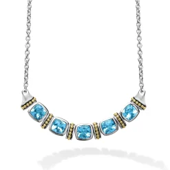 New LAGOS Five Station Swiss Blue Topaz Necklace