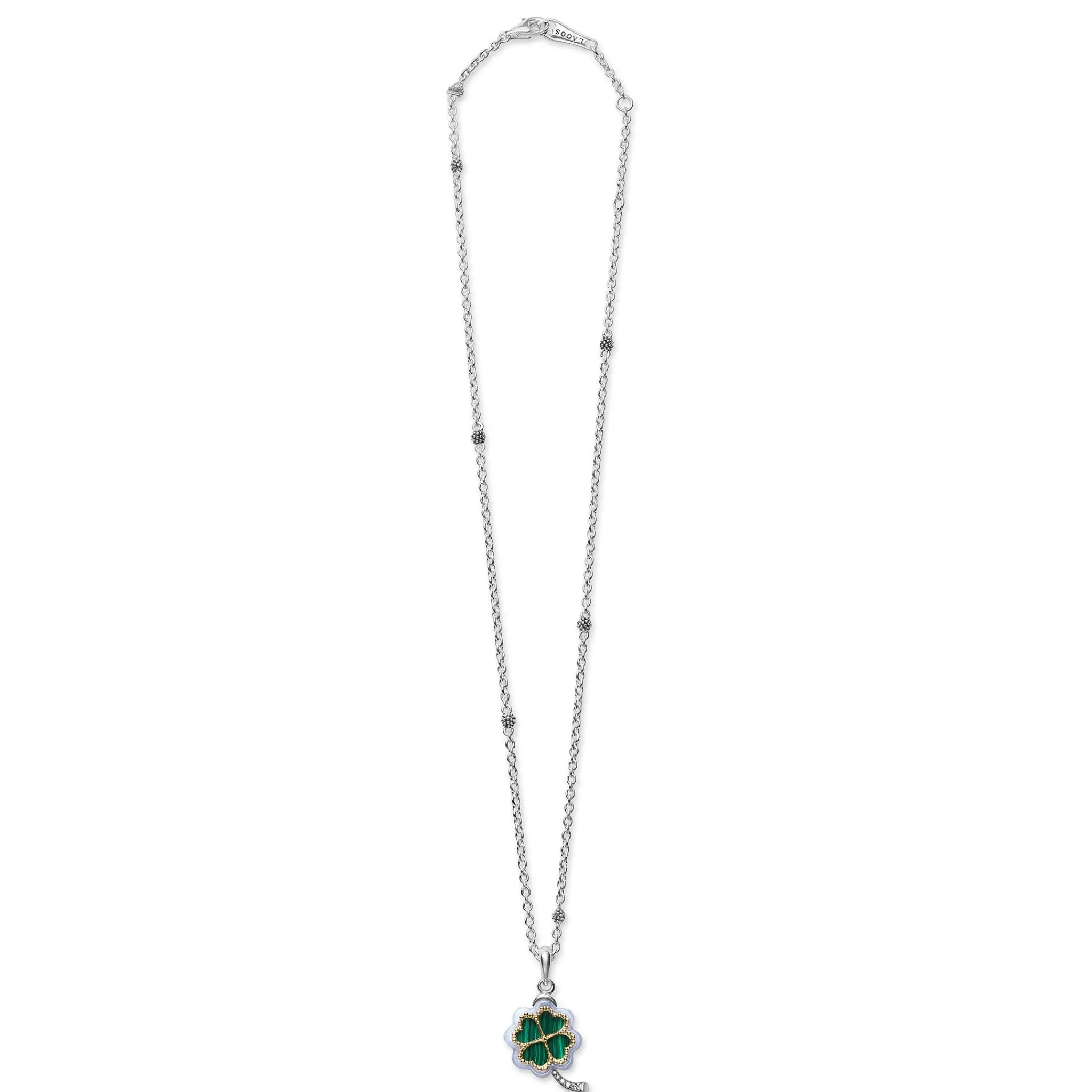Fashion LAGOS Four Leaf Malachite Clover Pendant Necklace