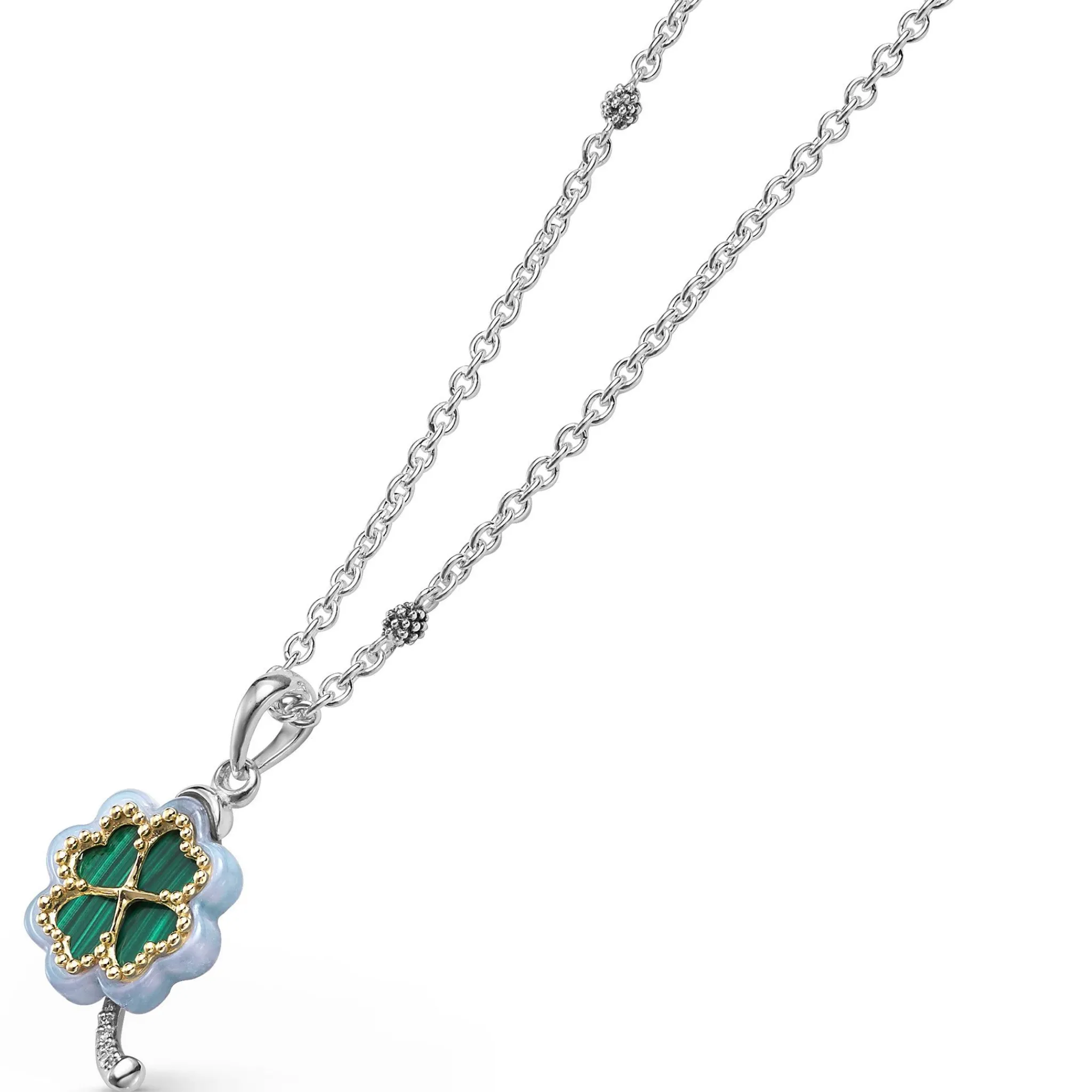 Fashion LAGOS Four Leaf Malachite Clover Pendant Necklace
