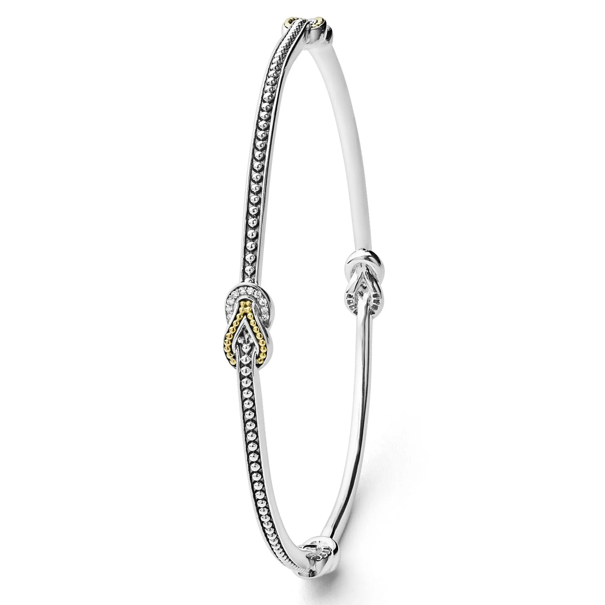 Online LAGOS Four Station Two-Tone Knot Diamond Bangle Bracelet