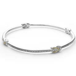 New LAGOS Four Station Two-Tone Knot Diamond Bangle Bracelet