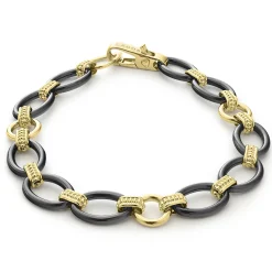 Shop LAGOS 18K Gold And Black Ceramic Link Bracelet