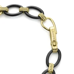 Shop LAGOS 18K Gold And Black Ceramic Link Bracelet